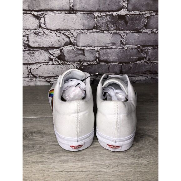 Vans 507452 White Canvas Rainbow Embroidered Lace Sneaker Shoes Men Sz 13M US/47 - Picture 4 of 16